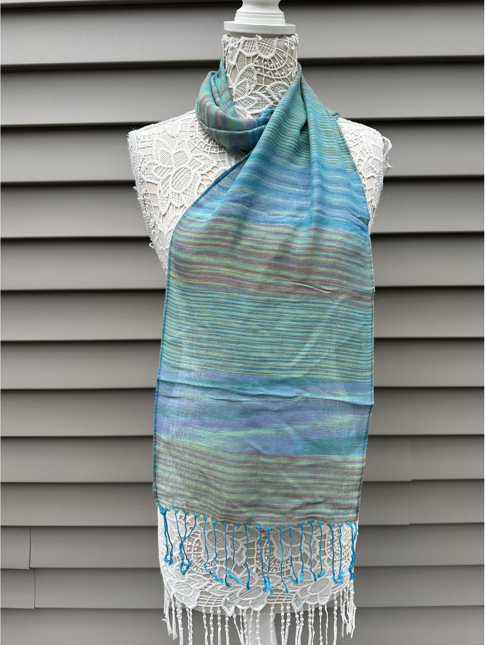 Boho Chic Multicolor Striped Scarf with Fringe Tassels